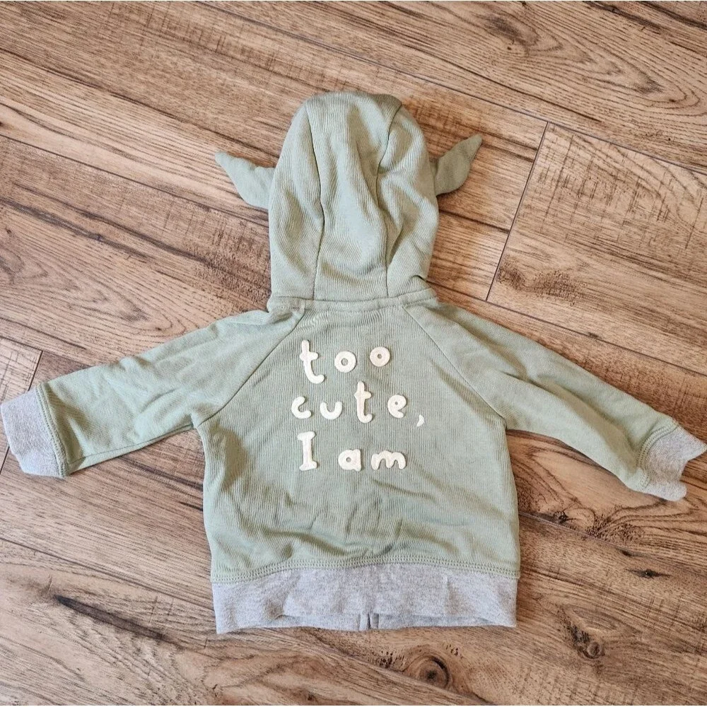 Baby Gap Star Wars Yoda Hoodie Size 3-6 months Desert Sage Green NWOT